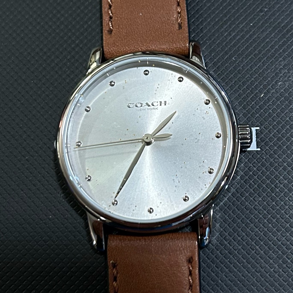 Coach Grand Watch With 36mm Silver Face & Brown Leather Band - Picture 2 of 6